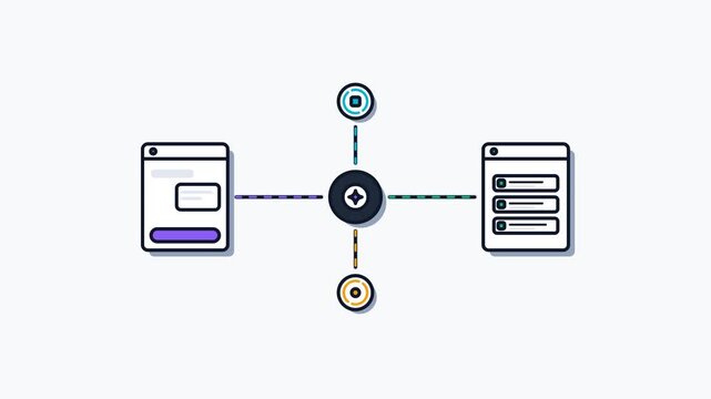 Flat Design Animation of Network Connection and Data Transfer Concept.