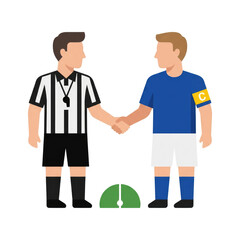 Fototapeta premium Soccer Referee and Captain Shaking Hands Illustration