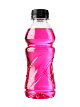 Bottle of refreshing pink electrolyte sports drink as isolated on transparent background