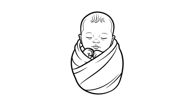 Newborn Baby Wrapped in Blanket Sleeping.