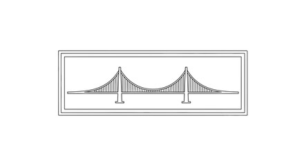 Obraz premium Golden Gate Bridge Line Art in a Frame - San Francisco Landmark