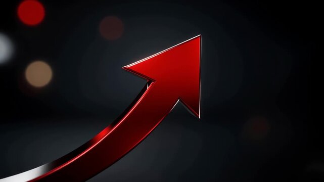 Dynamic red arrow soaring upwards representing growth success progress and business achievement
