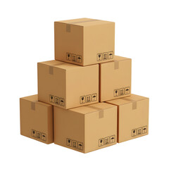 Fototapeta premium Stack of Cardboard Boxes with Shipping Symbols