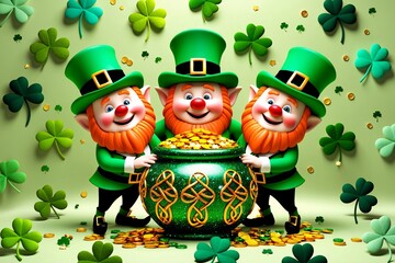 Fototapeta premium St Patricks Day Background, Happy St Patricks Day Wallpaper, Saint Patricks Day Digital Paper