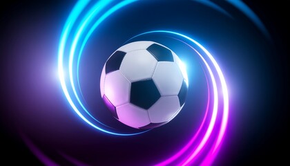 Naklejka premium Soccer ball with neon light effect.