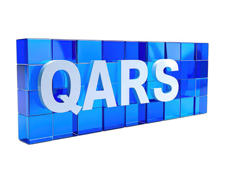 3D Render of the word 'QARS' against a background of blue cubes.