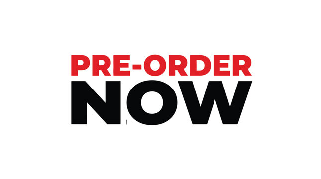 Bold red and black vector graphic illustration text design featuring the words pre order now