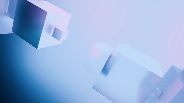 Pastel geometric blocks on a soft gradient background