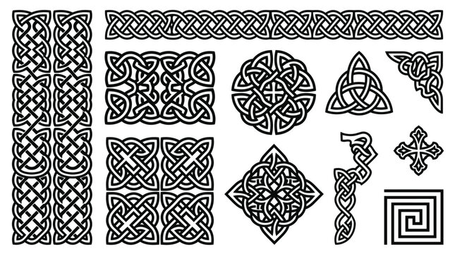 intricate celtic knotwork vector graphic design elements showcase historical cultural patterns