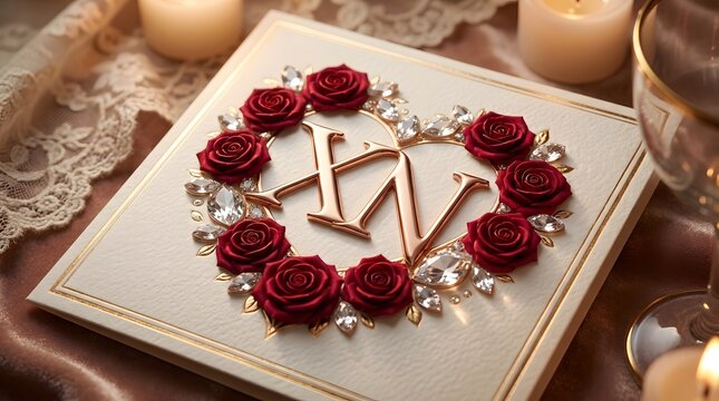 Romantic XN Initials Monogram Red Rose Centerpiece