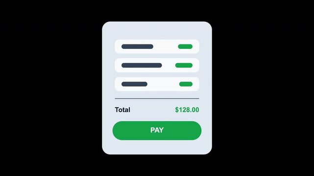 Ideal for websites or applications, this digital financial checkout interface features various button items for payment with a total dollar amount. Great for online shopping platforms.
