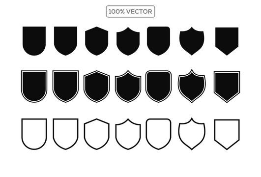 Set of Badge templates in vintage style. Black patch silhouettes. badge, shield, labels. Isolated on transparant background