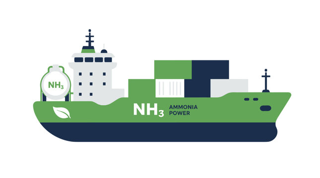 Ammonia Tanker Ship Illustration On Sea.