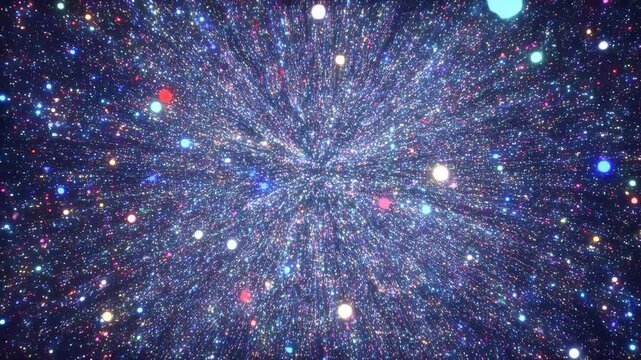 Radial Burst of Multicolored Light Particles