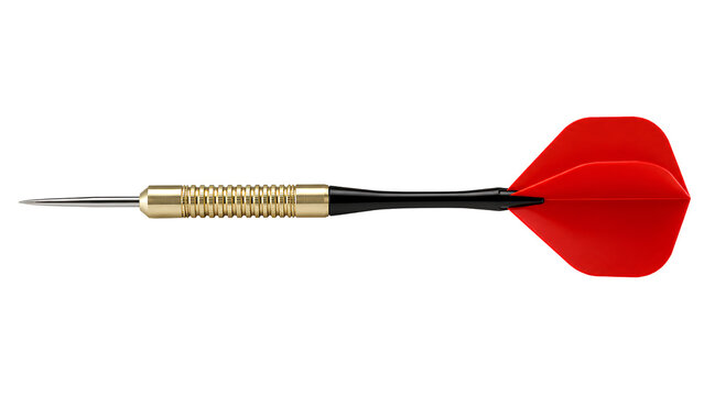 Professional Steel Tip Dart Arrow PNG Transparent Background, Red Flights Competition Dart Isolated 8K