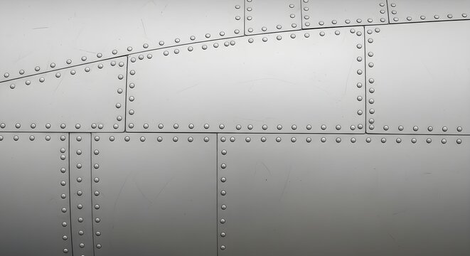 Close-up of riveted metal panels, industrial texture background