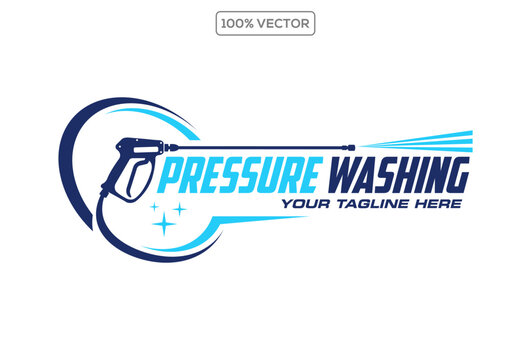 pressure wash clean logo design illustration