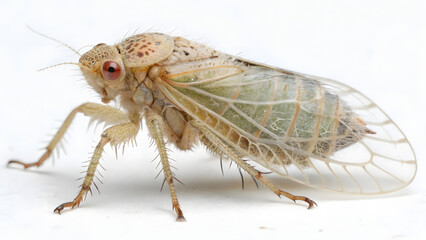 Fototapeta premium Macro close-up of a fly isolated on a white background