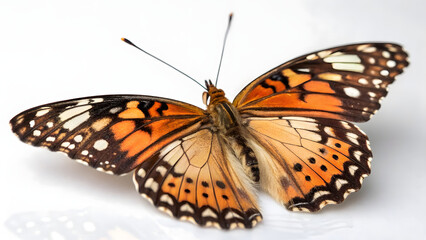 Obraz premium Monarch butterfly on a flower against a black background