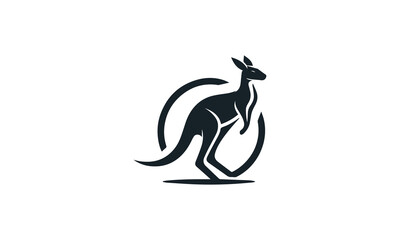 Obraz premium Kangaroo black vector logo illustration on white background
