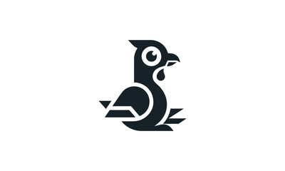 Fototapeta premium Weird Pigeon black vector logo illustration on white background