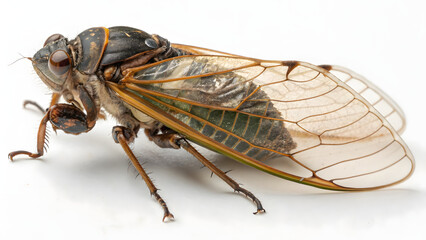 Fototapeta premium Close-up macro of a wasp isolated on a white background
