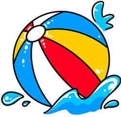 Obraz premium colorful beach ball splashing in clear water summer