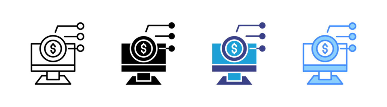 Digital Economy icon set multiple style collection