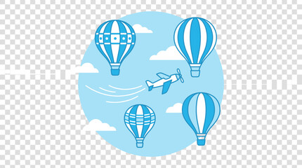 Blue balloons and plane sky graphic © mah