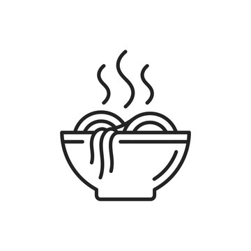 Steaming bowl of noodles icon.