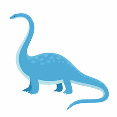 Naklejka premium Blue Cartoon Brontosaurus Dinosaur