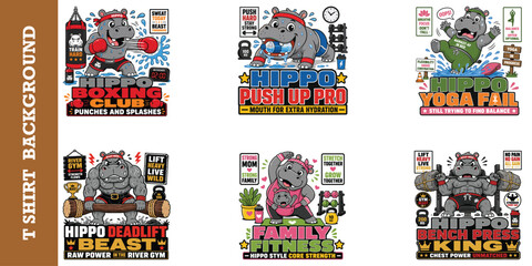 Naklejka premium Hippo dance party big moves only hippo dancing with headphones and boombox speakers.