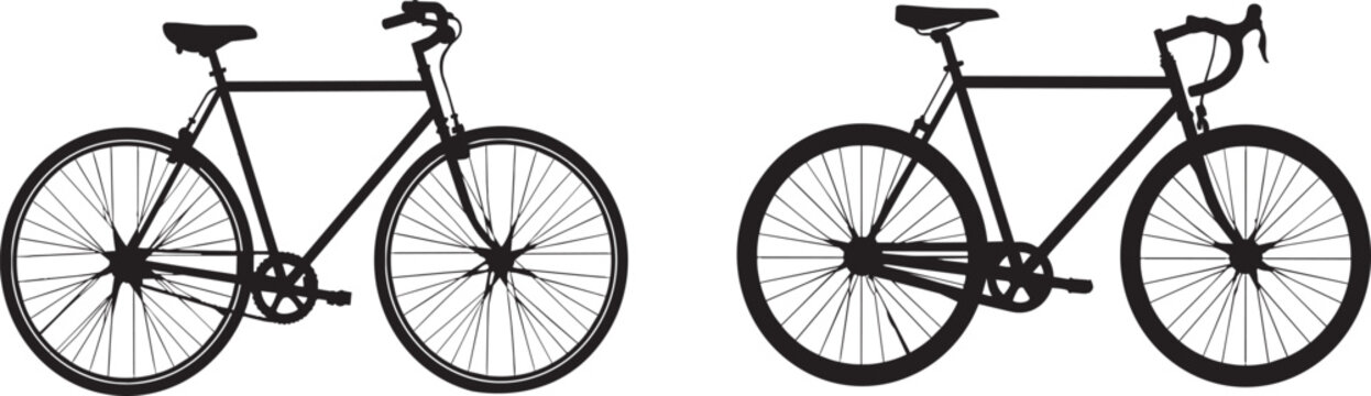 Two classic fixed gear bicycles side by side illustration