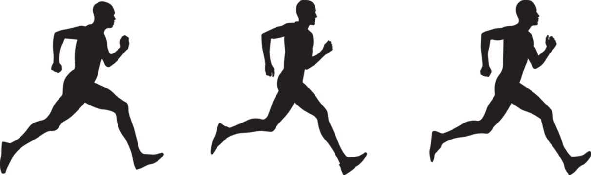 Three silhouettes of runners in motion