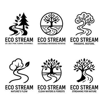 Eco Stream Sustainable Nature Logos.