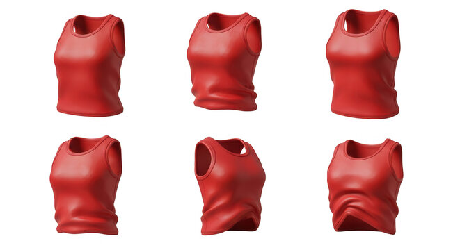 red tank tops displayed on a white background clothing variations for product or fashion design