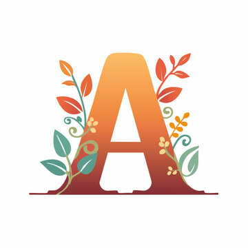 Decorative Letter A with Floral Elements