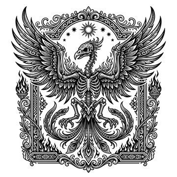 Detailed illustration of a mythical bird.