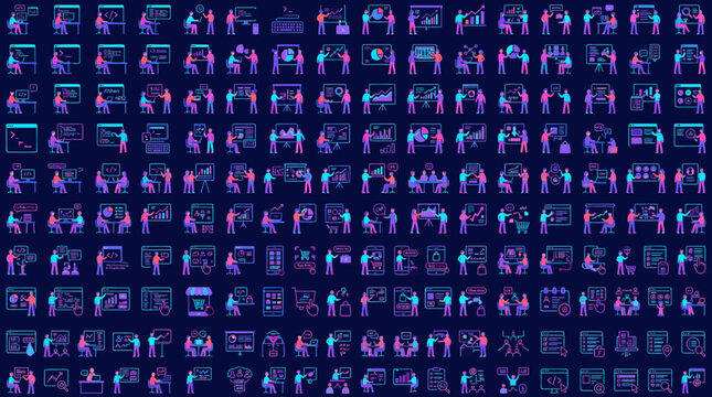 Vibrant pixelated digital texture with overlapping circular patterns, concept for tech background, abstract design, and modern creative projects