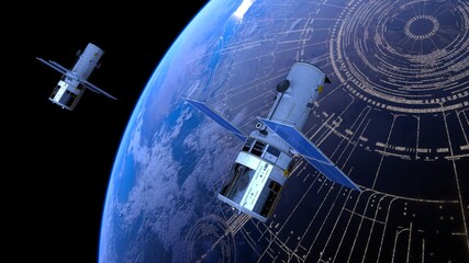 人工衛星と地球　3DCGレンダリング © tsuneomp