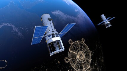 人工衛星と地球　3DCGレンダリング © tsuneomp