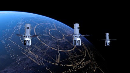 人工衛星と地球　3DCGレンダリング © tsuneomp