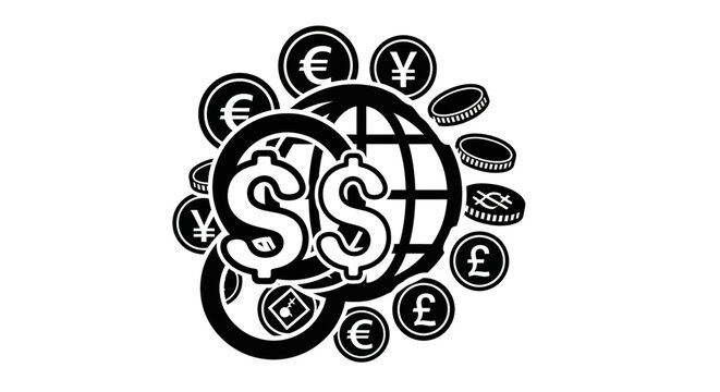 Global Currency Exchange and Finance Concept with World Globe and Money Symbols