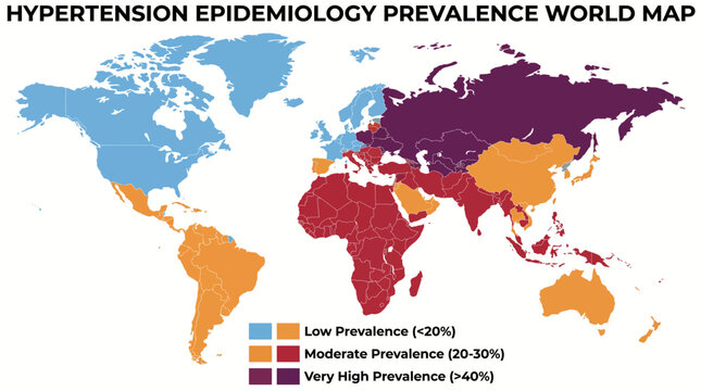 Hypertension Epidemiology Prevalence World Map Infographic