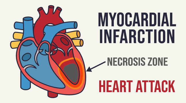 Myocardial Infarction Heart Attack Zone Necrosis Illustration