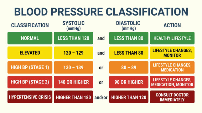 Blood Pressure Classification Systolic Diastolic Range Chart