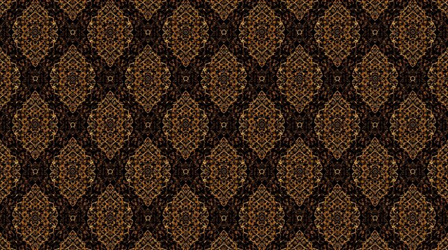 Seamless Traditional Batik Diamond Pattern Gold Brown Ornament Background