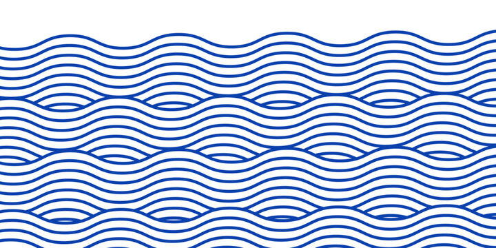 Blue water wave line pattern background. Vector illustration. Japanese style concept.