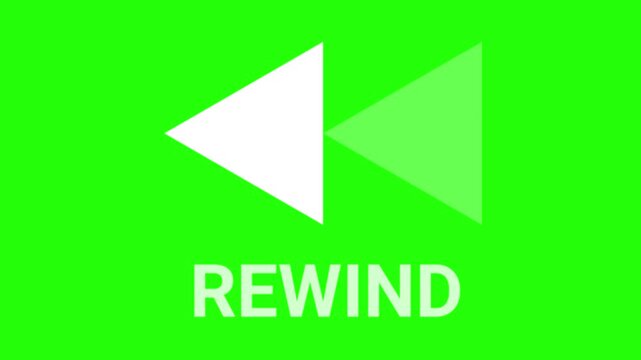 Rewind Icon Loop Animation on Green Screen Background 4K