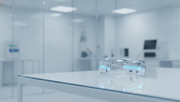 Neural network interface device resting on laboratory table
